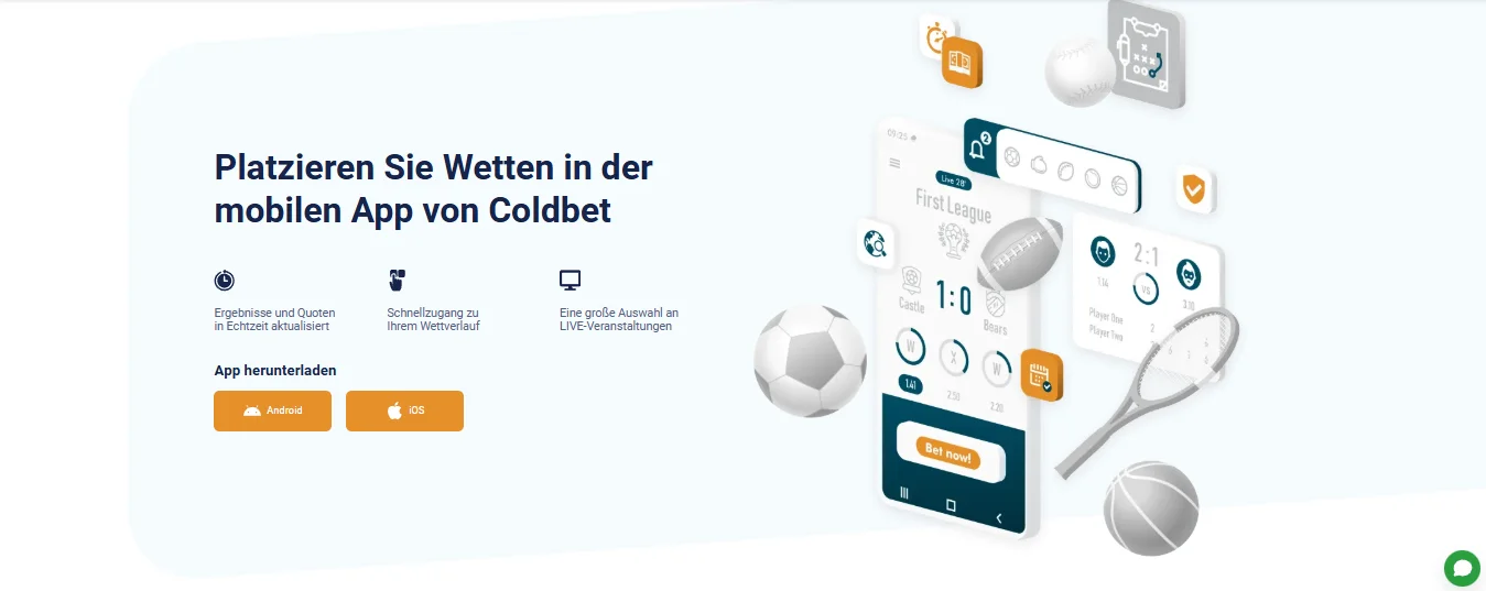 Coldbet App Download-Seite für Android und iOS