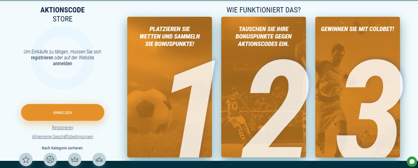 Aktionscode-Store bei Coldbet mit Schritt-für-Schritt-Erklärung